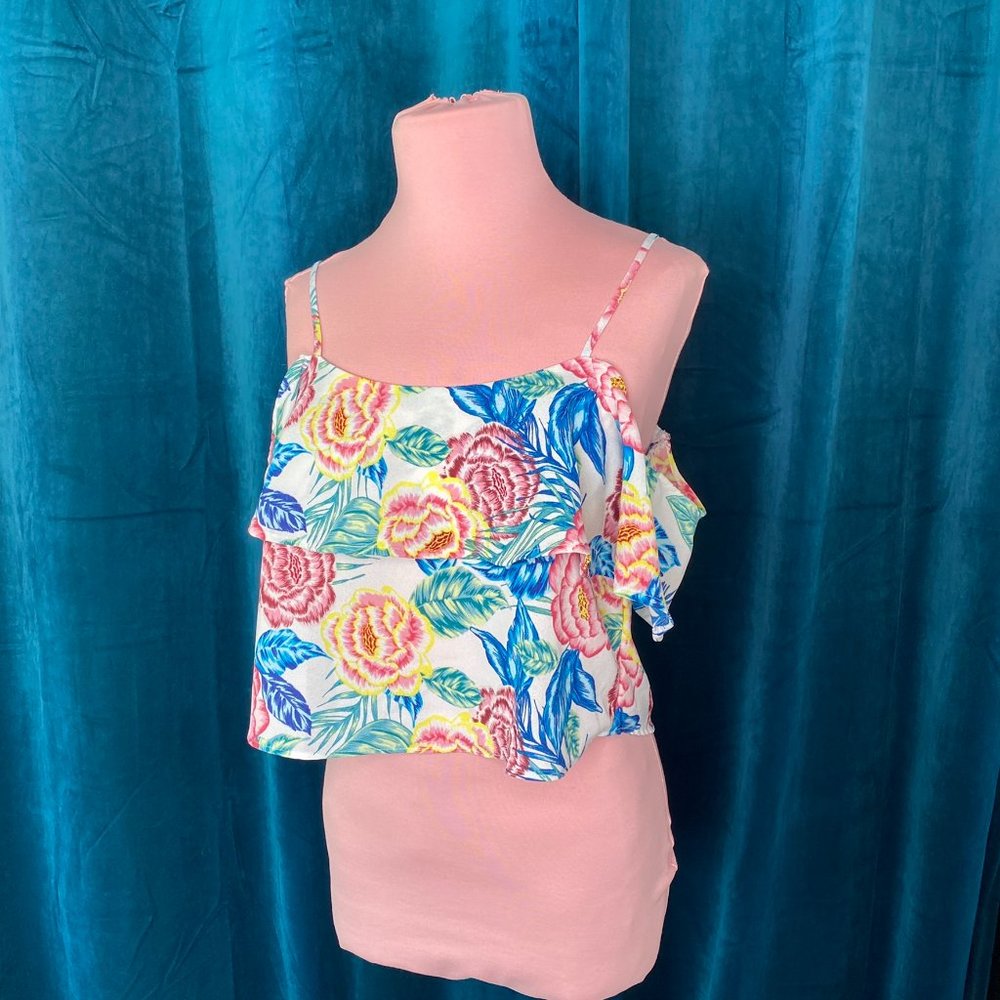 H&M Divided Cold Shoulder Floral Crop Top